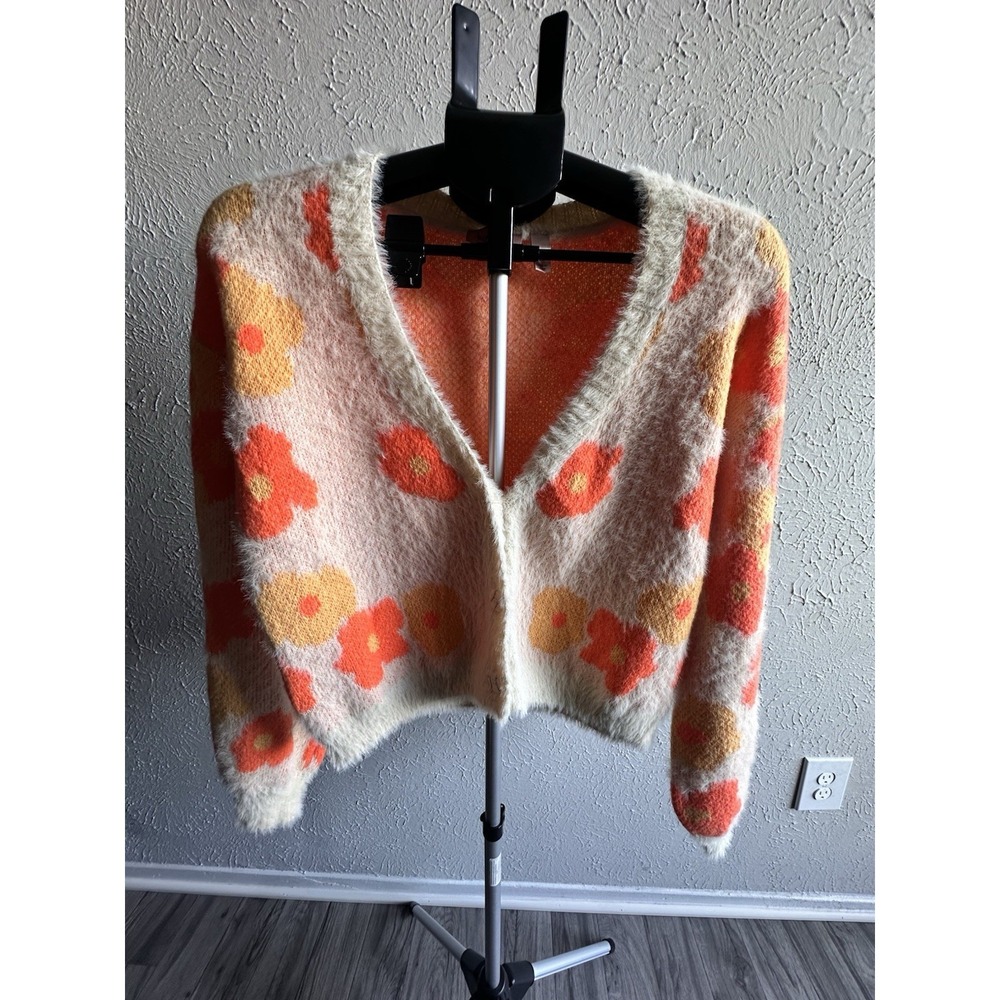 Willow + Root Floral Fuzzy Cardigan Sweater - Talla M - Boho Retro Style. - Picture 11 of 16